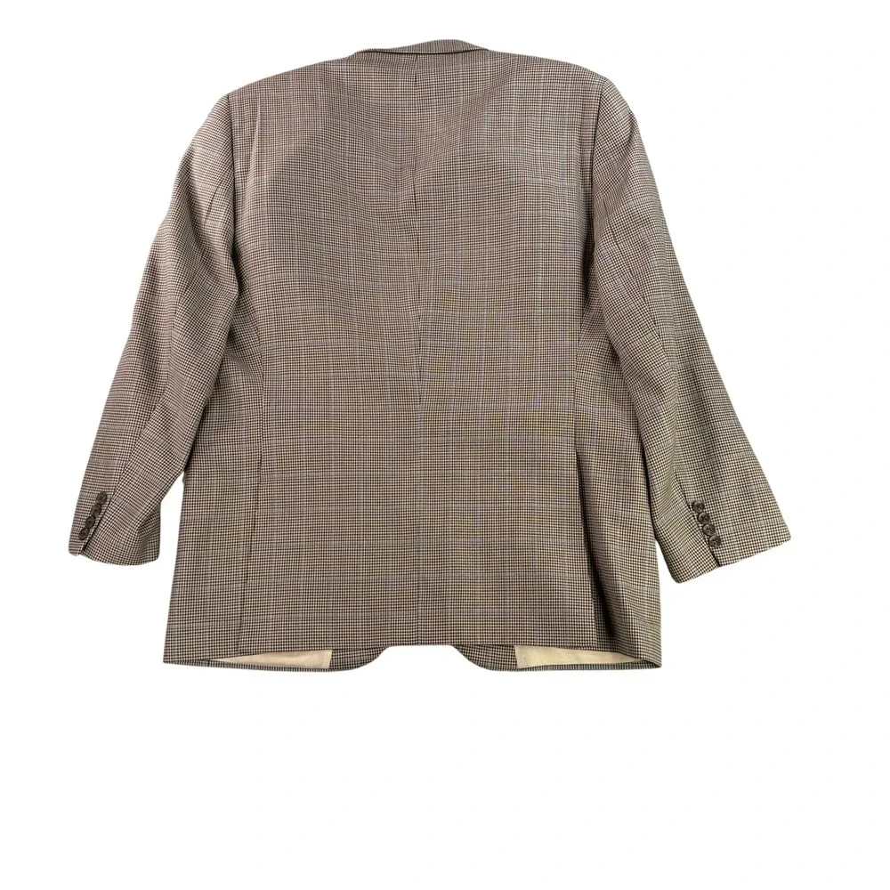 Saks Fifth Avenue Blazer Mens 44R Brown Loro Piana Wool Houndstooth Sport Coat